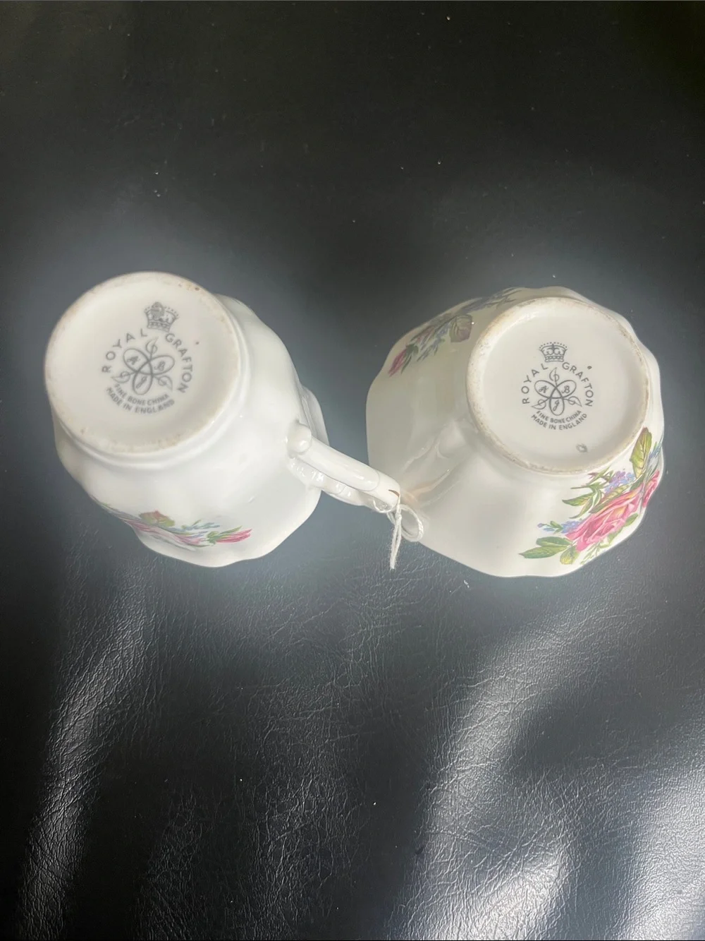 Royal Grafton White Porcelain Creamer and Sugar Bowl Set with Pink Rose Motif